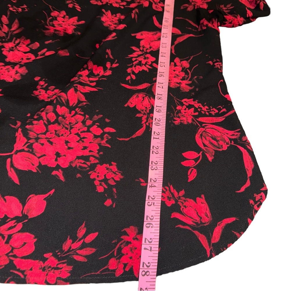 Alyx Women's Black Red Black Floral Crepe Blouse Size XL - Picture 15 of 17